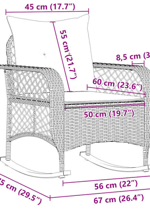 Tuinschommelstoel met kussens poly rattan grijs