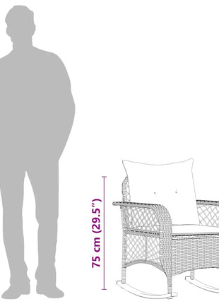 Tuinschommelstoel met kussens poly rattan grijs