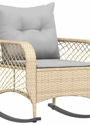 Tuinschommelstoel met kussens poly rattan beige
