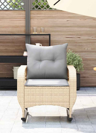 Tuinschommelstoel met kussens poly rattan beige