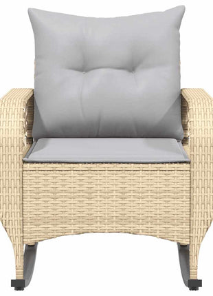 Tuinschommelstoel met kussens poly rattan beige