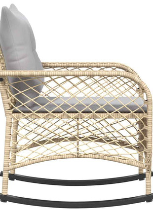 Tuinschommelstoel met kussens poly rattan beige