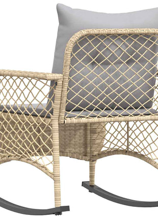 Tuinschommelstoel met kussens poly rattan beige
