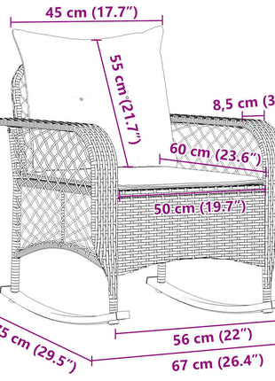 Tuinschommelstoel met kussens poly rattan beige