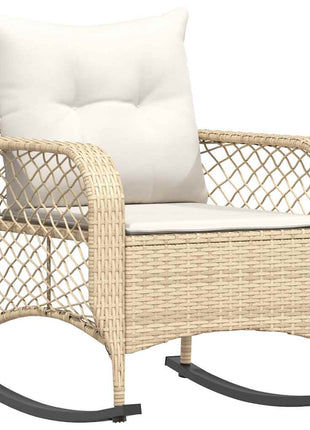 Tuinschommelstoel met kussens poly rattan beige
