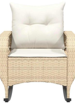 Tuinschommelstoel met kussens poly rattan beige