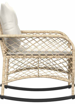 Tuinschommelstoel met kussens poly rattan beige