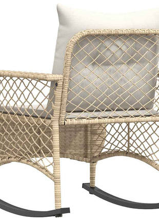 Tuinschommelstoel met kussens poly rattan beige