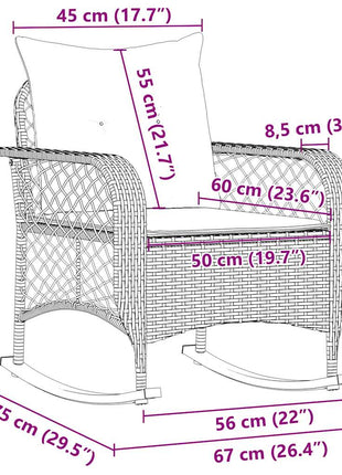 Tuinschommelstoel met kussens poly rattan beige