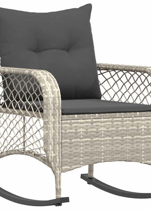 Tuinschommelstoel met kussens poly rattan lichtgrijs