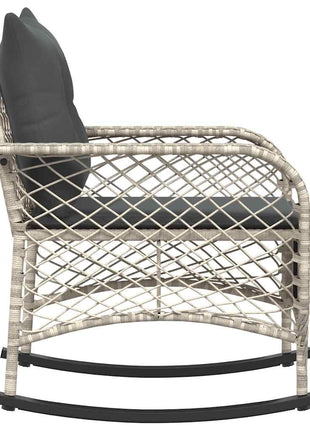 Tuinschommelstoel met kussens poly rattan lichtgrijs
