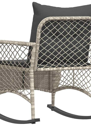 Tuinschommelstoel met kussens poly rattan lichtgrijs