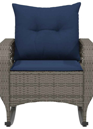 Tuinschommelstoel met kussens poly rattan grijs