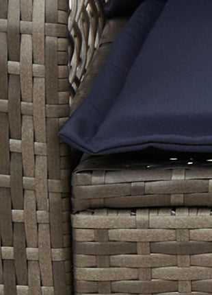 Tuinschommelstoel met kussens poly rattan grijs