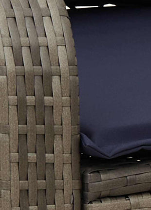 Tuinschommelstoel met kussens poly rattan grijs