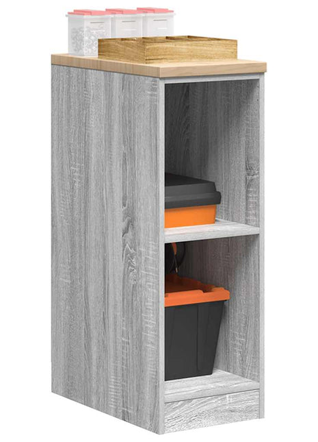 Garagekast 30x51x85 cm massief grenenhout grijs sonoma