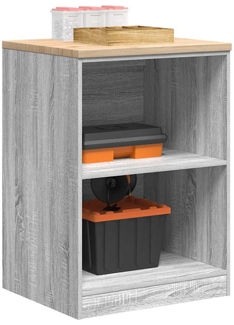 Garagekast 60x51x85 cm massief grenenhout grijs sonoma