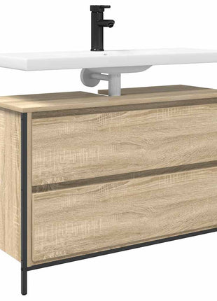 Badkamerkast met lades 90x34,5x60 cm Sonoma eikenkleurig