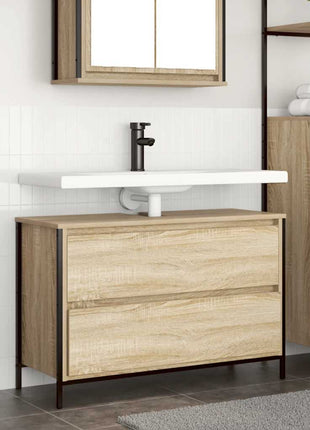 Badkamerkast met lades 90x34,5x60 cm Sonoma eikenkleurig