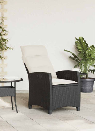 Verstelbare tuinstoel met bijzettafel poly rattan zwart