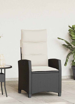 Verstelbare tuinstoel met bijzettafel poly rattan zwart