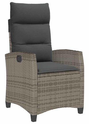 Verstelbare tuinstoel met bijzettafel poly rattan grijs
