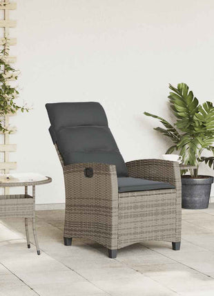 Verstelbare tuinstoel met bijzettafel poly rattan grijs