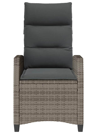 Verstelbare tuinstoel met bijzettafel poly rattan grijs