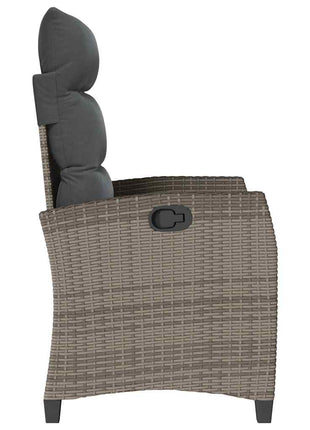 Verstelbare tuinstoel met bijzettafel poly rattan grijs