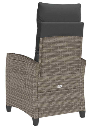 Verstelbare tuinstoel met bijzettafel poly rattan grijs