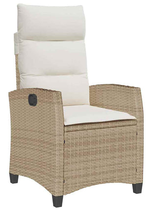 Verstelbare tuinstoel met bijzettafel poly rattan beige