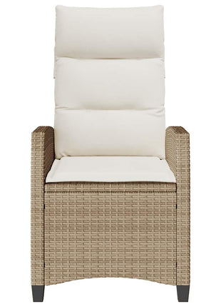 Verstelbare tuinstoel met bijzettafel poly rattan beige