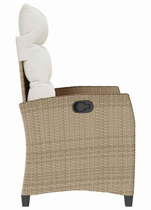 Verstelbare tuinstoel met bijzettafel poly rattan beige