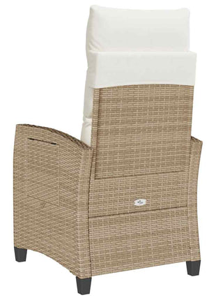 Verstelbare tuinstoel met bijzettafel poly rattan beige
