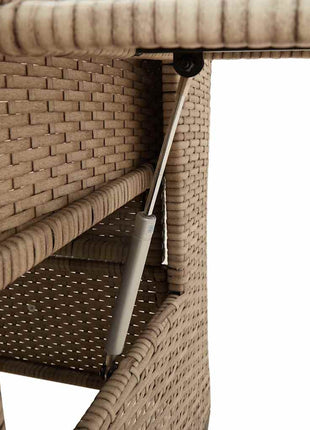 Verstelbare tuinstoel met bijzettafel poly rattan beige