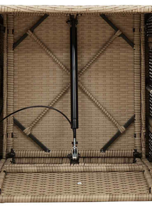 Verstelbare tuinstoel met bijzettafel poly rattan beige