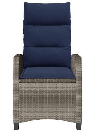 Verstelbare tuinstoel met bijzettafel poly rattan grijs