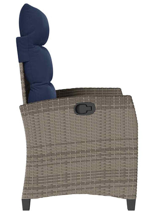 Verstelbare tuinstoel met bijzettafel poly rattan grijs