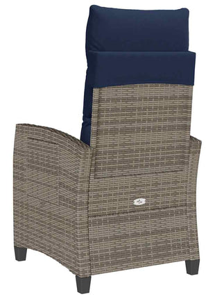 Verstelbare tuinstoel met bijzettafel poly rattan grijs