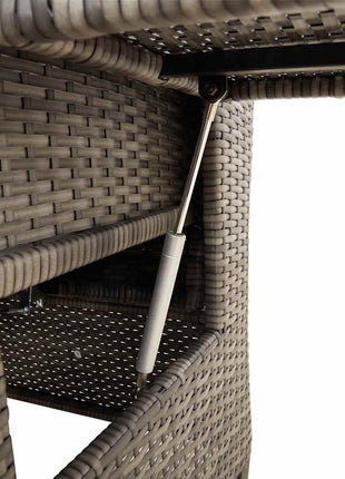 Verstelbare tuinstoel met bijzettafel poly rattan grijs