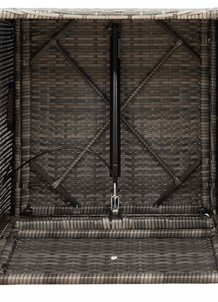Verstelbare tuinstoel met bijzettafel poly rattan grijs