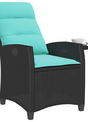 Verstelbare tuinstoel met bijzettafel poly rattan zwart