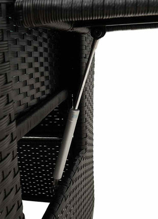 Verstelbare tuinstoel met bijzettafel poly rattan zwart