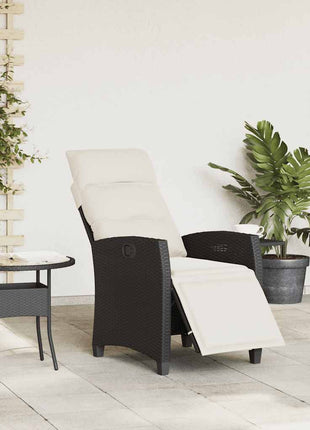 Verstelbare tuinstoel met bijzettafel poly rattan zwart