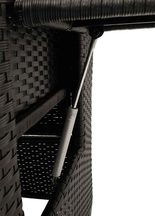 Verstelbare tuinstoel met bijzettafel poly rattan zwart