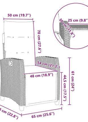Verstelbare tuinstoel met bijzettafel poly rattan zwart
