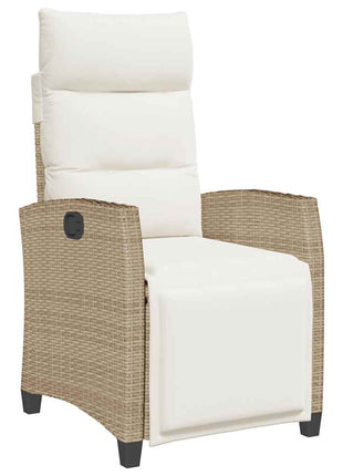 Verstelbare tuinstoel met bijzettafel poly rattan beige