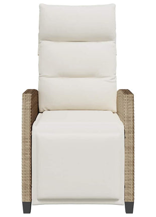 Verstelbare tuinstoel met bijzettafel poly rattan beige