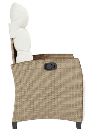 Verstelbare tuinstoel met bijzettafel poly rattan beige