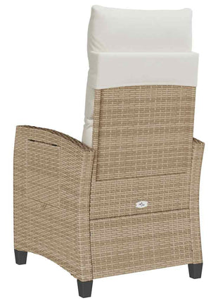 Verstelbare tuinstoel met bijzettafel poly rattan beige